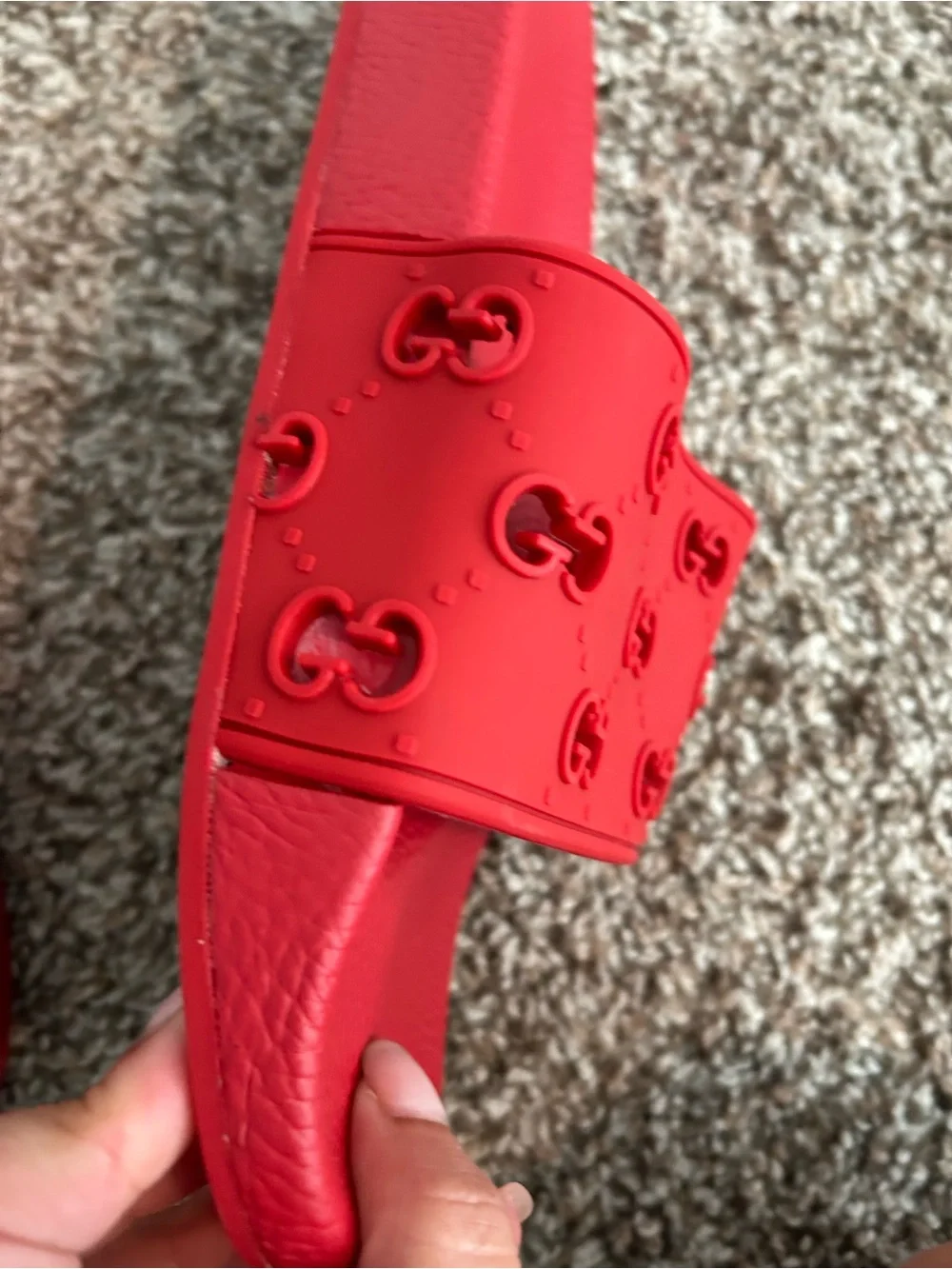 Gucci red rubber slides